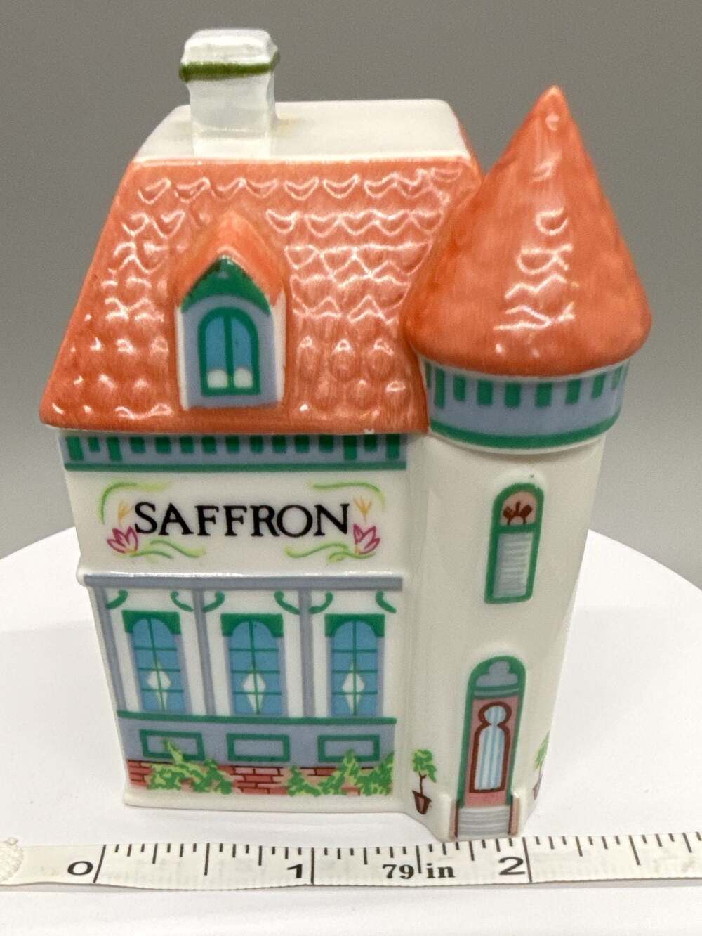 Lenox Spice Village 1989 Saffron Spice Jar w/ Lid Original Porcelain House Vtg - Picture 4 of 14